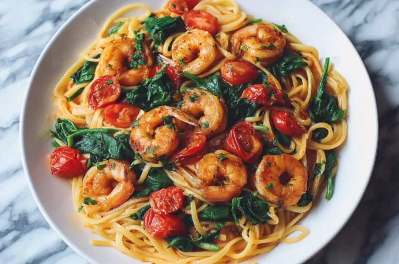 Tomato Spinach Shrimp Pasta Recipe