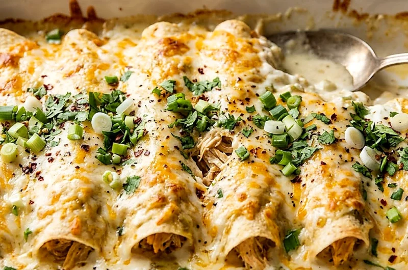 Creamy Chicken Enchiladas Recipe with White Sauce